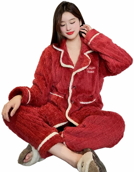 차쿠 겨울 커플 잠옷 상하세트 극세사 도톰 신혼 중년 수면 잠옷세트 엄마 아빠 빅사이즈 중년