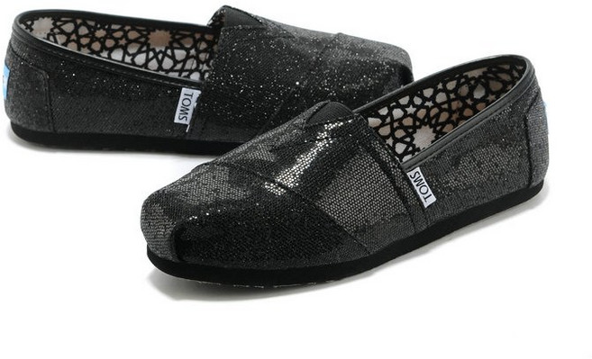 TOMS 탐스슬립온 여성 글리터 블랙 실버 여성슬립온