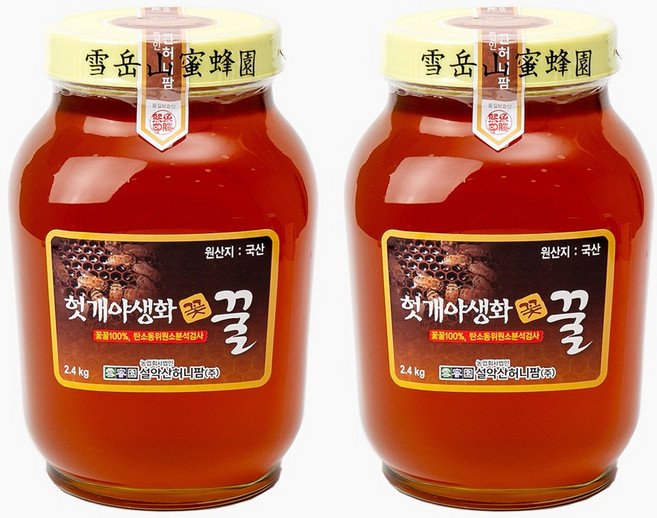 설악산허니팜 꽃꿀100% 헛개야생화꿀, 2.4kg, 2개
