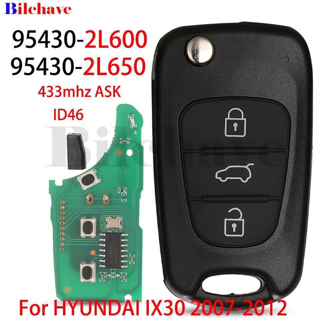 칩 플립 제어용 원격 자동차 키 버튼, 1. ID46 95430-2L600-650, 1개