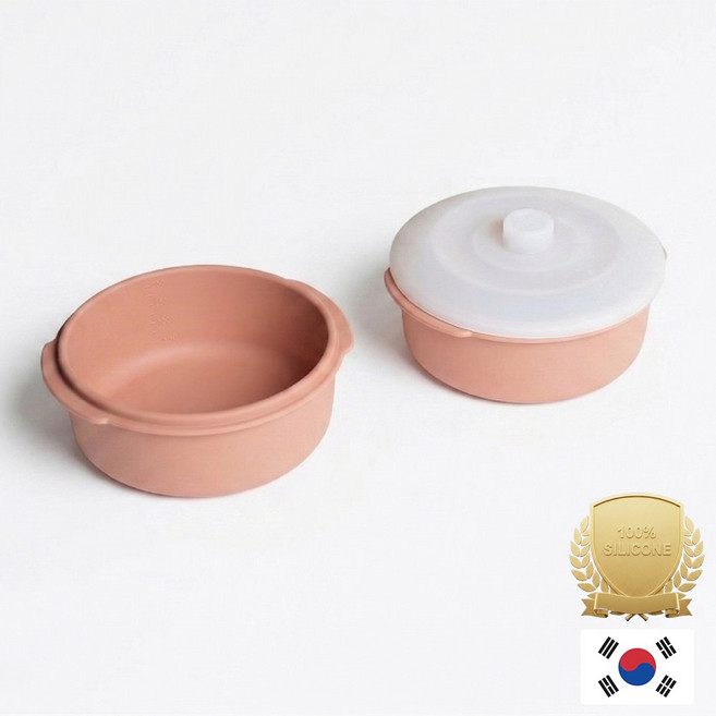 아티즌 쿡 국산 실리콘 계란찜기 전자레인지 용기 내열유리 찜기 주방용품 이유식 용기, 1개, 소형 원형 2P / 바디:피치베이지 / 뚜껑:반투명
