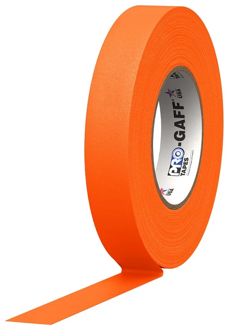 PRO GAFFER TAPE 끈적임 없는 1인치 프로게퍼테이프 (폭24mm x 길이23m), 1개, 형광오렌지/G125MFLORA - 쿠팡