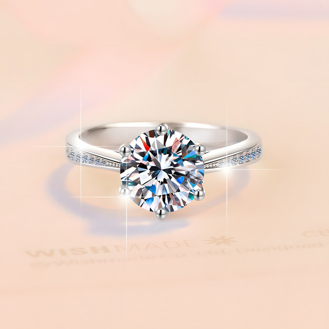 Leo Virtue 모이사나이트 1캐럿 S925 순은도금 솔리 베이직 반지 GRA증서 정품 보증