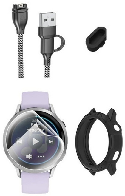 Garmin Venu 4 專用充電線（41mm / 45mm）, 1個, 全配款（充電線＋殼＋貼＋防塵塞）,41mm