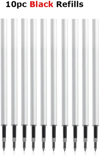 Deli Nusign 금속 젤 펜 세트 사인펜 롤러볼 PREMEC 스위스 리필 사무실 학교 용품 0.5MM, 09 10Black Refill