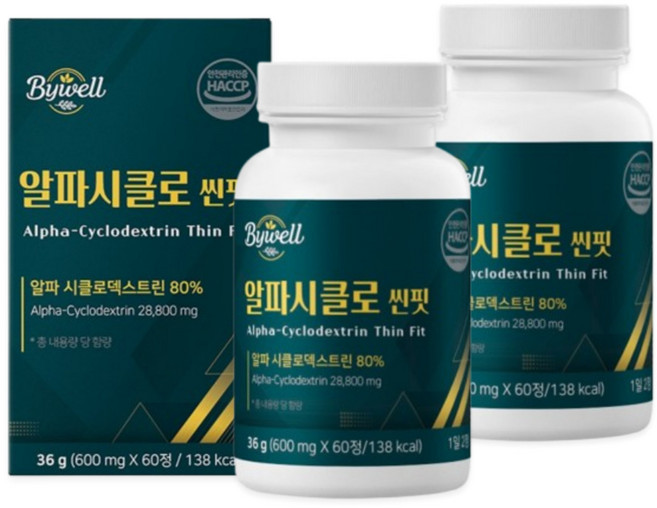 알파CD 정 알파시디 씨디 알파시클로덱스트린 베타시클로덱스트린 식이섬유 식약청 해썹 인증, 2개, 60정