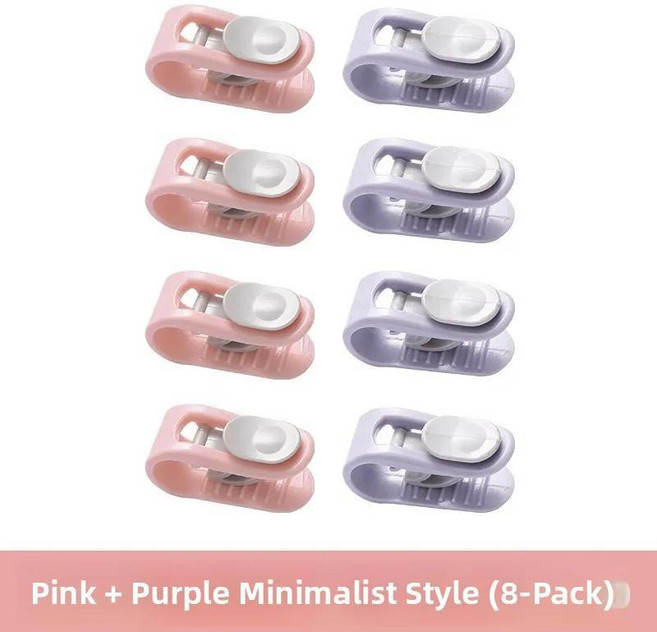 무봉제 퀼트 고정기 바늘 커버 침대 시트 이불 고정 도구 미끄럼 방지 코튼, 1개, 6. 흔적 없는 스냅✅핑크 + 퍼플 [총 8개입] |