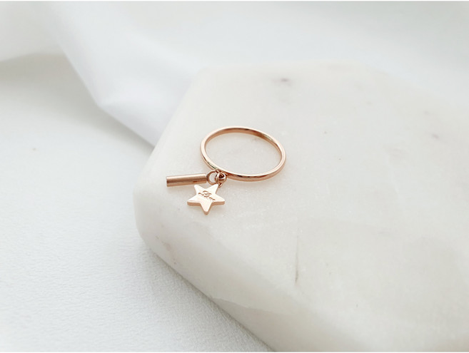 드제인스 써지컬 로즈골드 딸랑이 별 여자반지