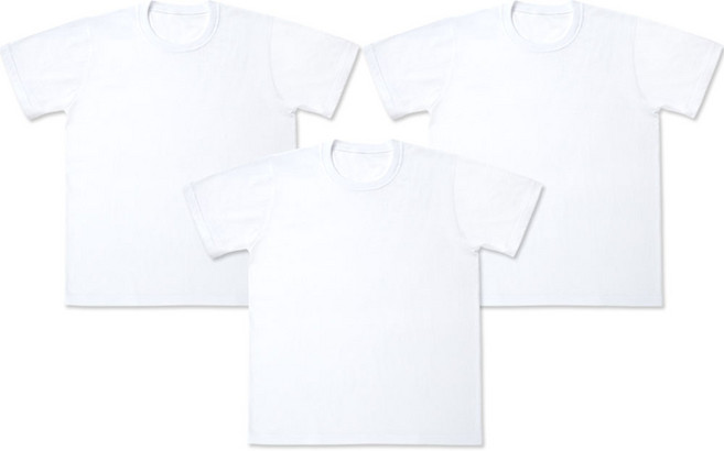 플러스코튼 빅사이즈 남여공용 면 30수 무지 라운드 반팔 티셔츠 3장