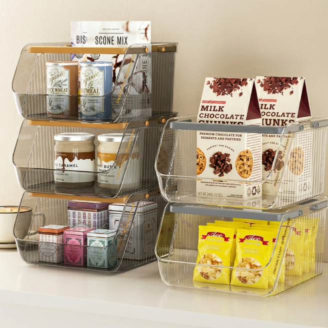 플래틱 탕비실 깔끔 정리 티백 캡슐 커피 보관함, 2개, 그레이