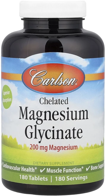Carlson 킬레이트화 마그네슘 글리시네이트 200mg 180정, Carlson킬레이트화마그네슘글리시네이트200mg180, 1개 - 쿠팡
