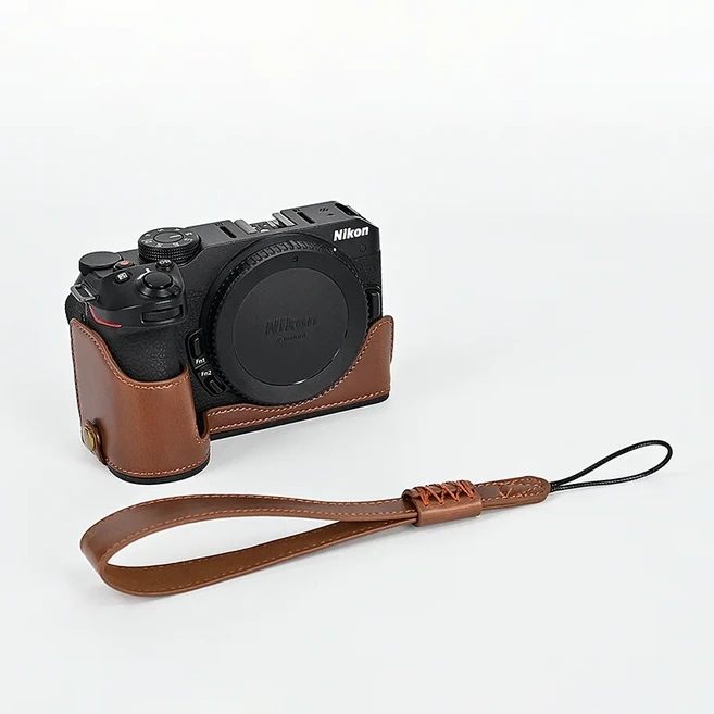 니콘 ZFC Z30 손목 스트랩이 있 PU 가죽 카메라 케이스 하프 백