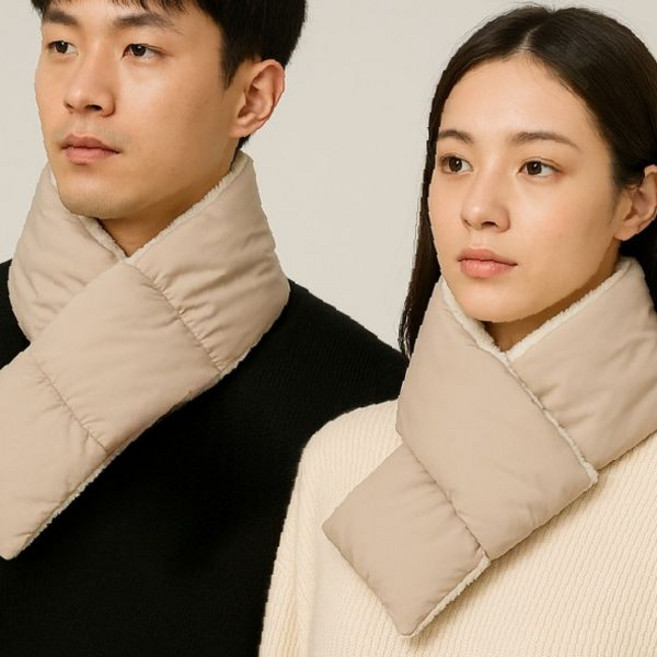 겨울 방한 패딩 소재 목 보온 넥워머 남녀공용 커플 머플러 야외 활동 착용 방풍