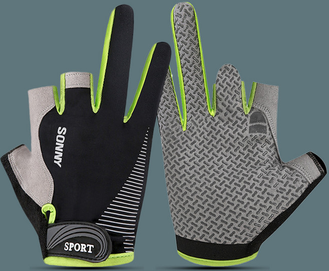 HAYU 피싱글로브 스포츠 3컷 낚시장갑, 그린, 1개