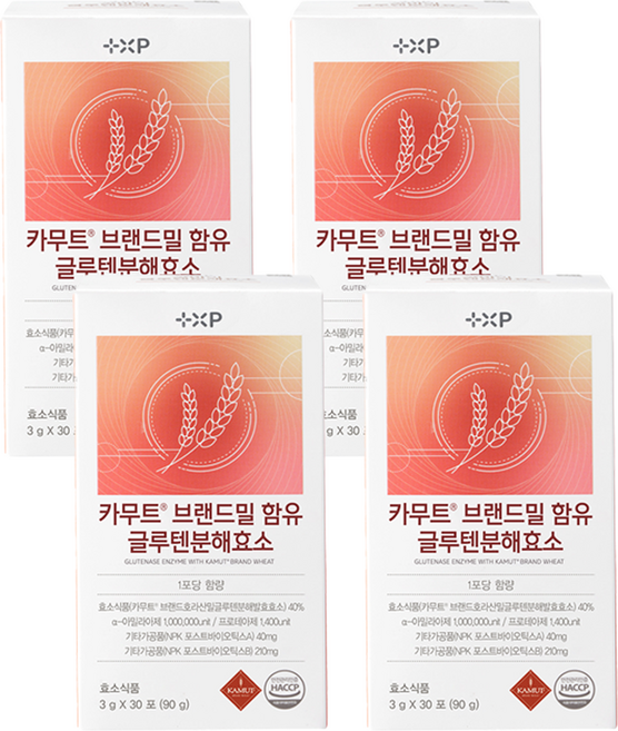 카무트 브랜드밀함유 글루텐분해효소 소화불량 만성변비 피부트러블 곡물 발효 효소, 105g, 4개