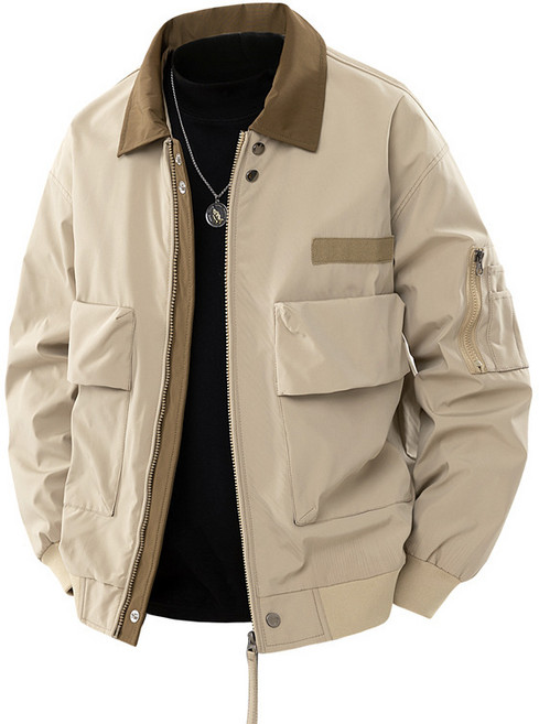 CBHV 남성 캐주얼 베이직 배색 재켓 빈티지 봄가을 자켓