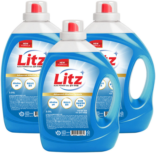 리츠 알카파워젤 고농축 알칼리 액체세제, 3개, 3.05L