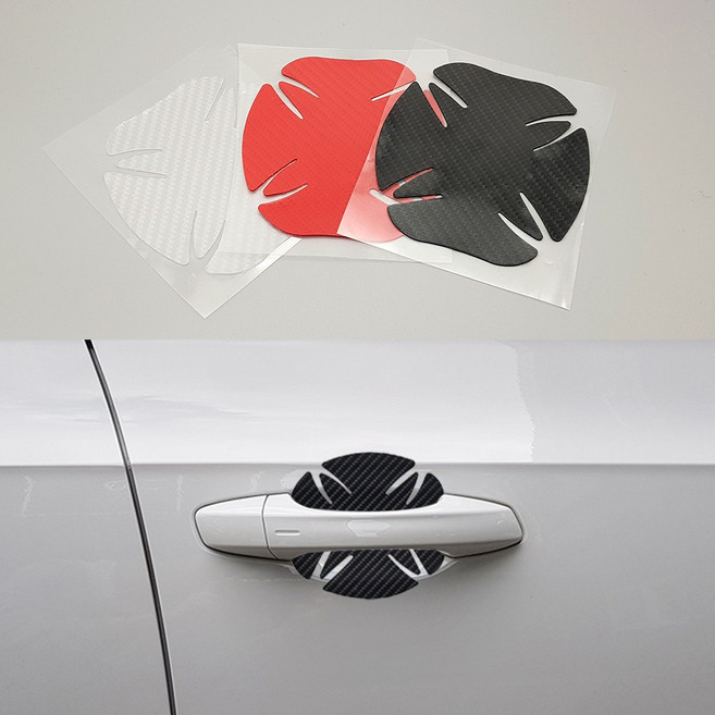 제사오스토어 차량용 카본 도어캐치 보호필름 4개1세트 트럭 카인테리어 카템 고급, 카본블랙/4장1세트