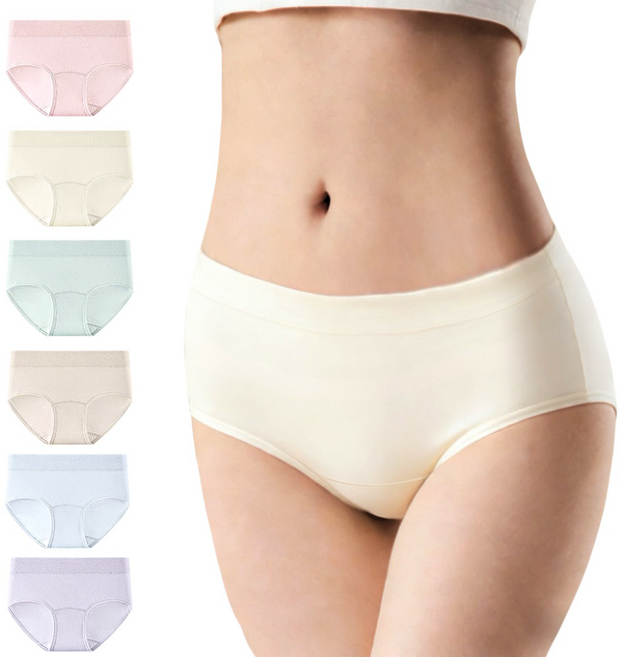 Le Gou 여성 순면 데일리 삼각 속옷 여성 면 팬티 미디 6종 세트