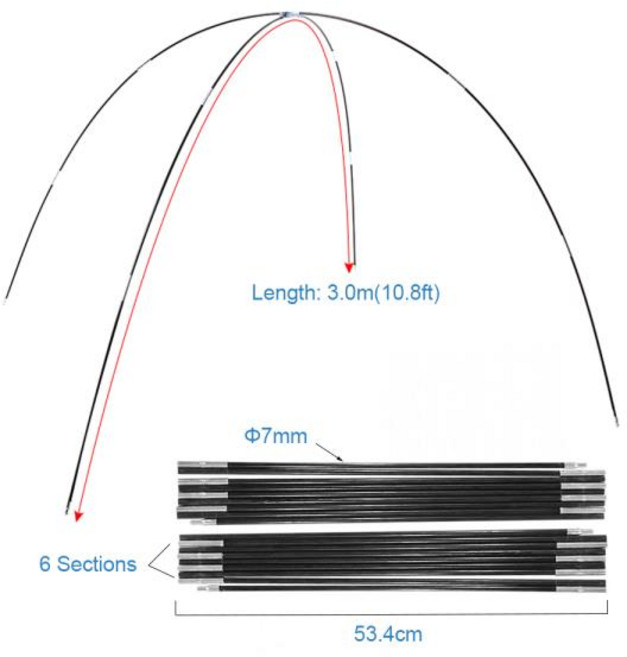 내구성 부식 방지 임베디드 연결 캠핑 용품 유리 섬유 텐트 로드 레지던트 3.0m 1 세트, 1개
