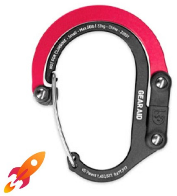 GEARAID 히어로클립 미니/스몰 블랙앤블루 기어클립 카라비너 다용도클립, 02:히어로클립스몰-블랙앤레드, 1개