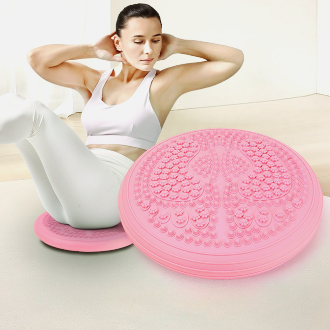 홈트 코어운동 밸런스 에어 쿠션 요가 발목 운동기구, 연핑크