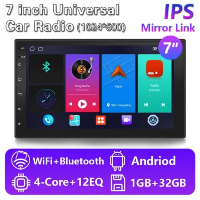 보스카 자동차 라디오 QLED 터치 스크린 무선 BT GPS FM 멀티미디어 비디오 MP5 플레이어 안드로이드 범용 카플레이 오토라디오 7 인치 9 인치 10 인치, 1) 1-32-7in