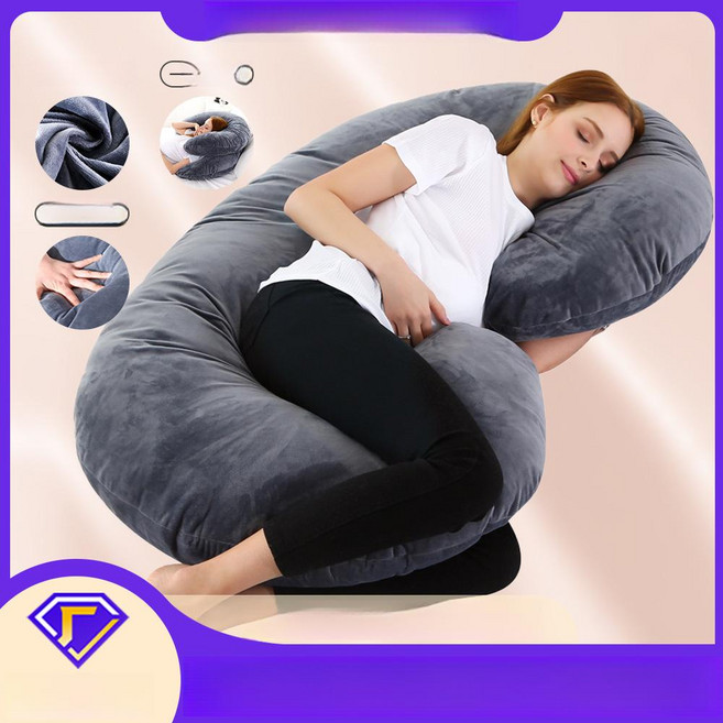 제이호 임산부 받침 크리스탈 벨벳 출산 베개 세탁가능 이동식 수면 허리 바디필로우, 155x80cm(2.9kg), 스웨이드-다크 퍼플