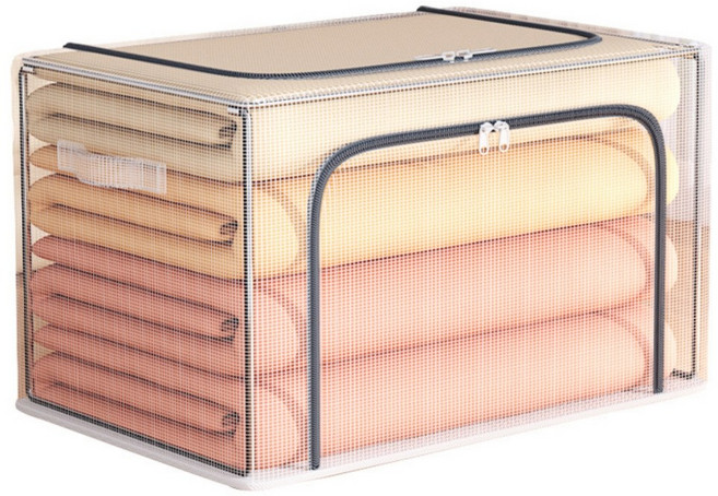 미오 접이식 패브릭 리빙박스 정리 수납박스, 투명, 1개