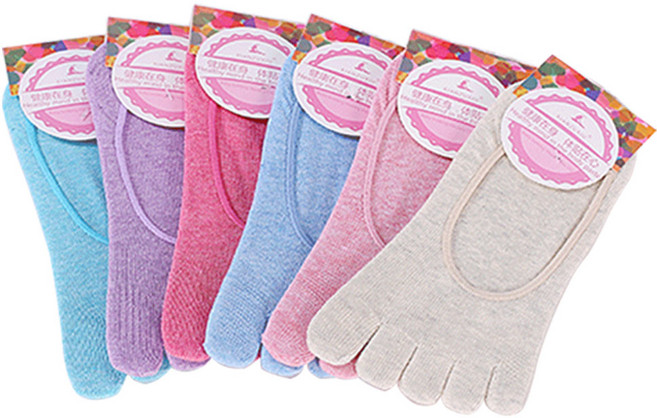 에코럭키 여성 발가락 양말 5켤레 색동 단색