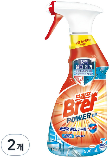 브레프 파워 욕실용 세정제 시트러스향, 500ml, 2개