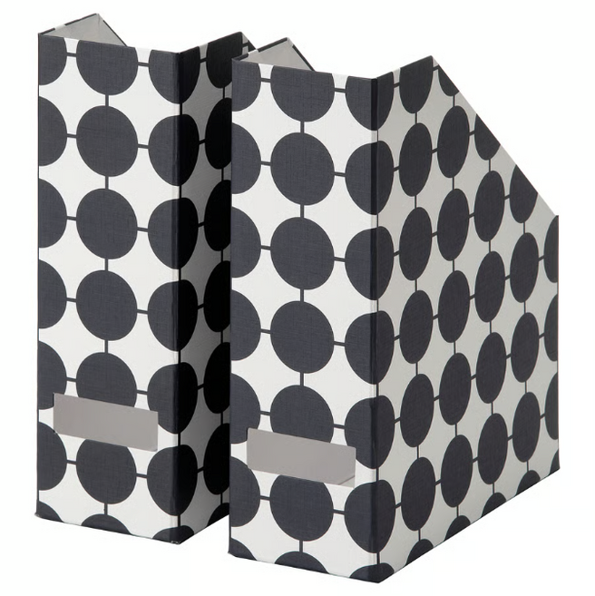 이케아 파일박스 파일꽂이 책장 2개입 세트 수납함, 블랙도트(셰나)