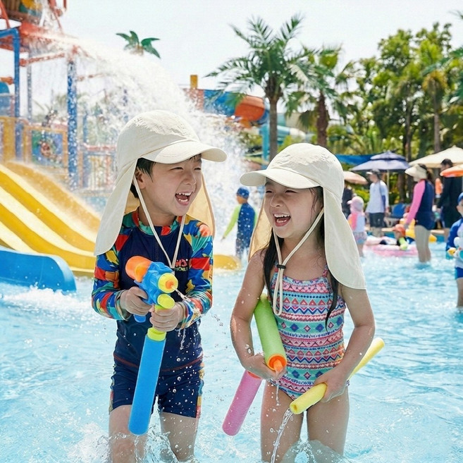 어린이 자외선차단 모자 햇빛가리개 워터파크 물놀이 썬캡