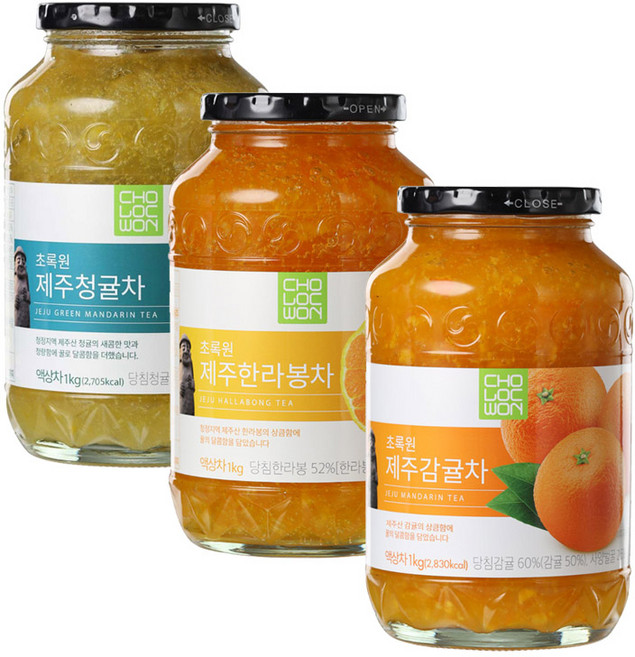 초록원 1kg 제주세트 ( 청귤차1 +한라봉차1 +감귤차1 ), 1개, 1개입