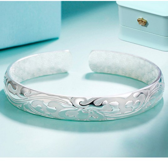 르떼르넬 JSWB003 Silver 만개한 꽃 꽃송이 플라워 여자 실버 뱅글 팔찌 은팔찌