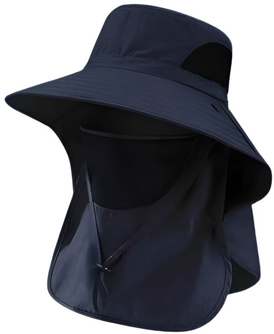 아토 올커버 마스크 모자 햇빛가리개 낚시 등산 스포츠 야외활동 골프 농사 밭일 벌초 자외선차단 일체형 선캡, 1개, 네이비