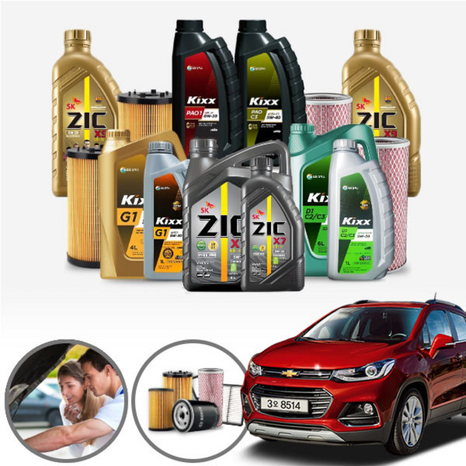 트랙스(더뉴) 1.4 가솔린 합성엔진오일 필터세트 4리터 a2913+o014 ONL-0500451 cs03037, 킥스파오 5W40 필터세트, 4L, 1개