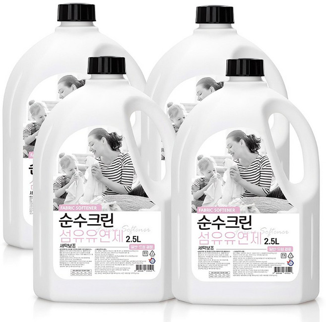 순수크린 섬유유연제프리미엄 실내건조형, 4개, 2.5L