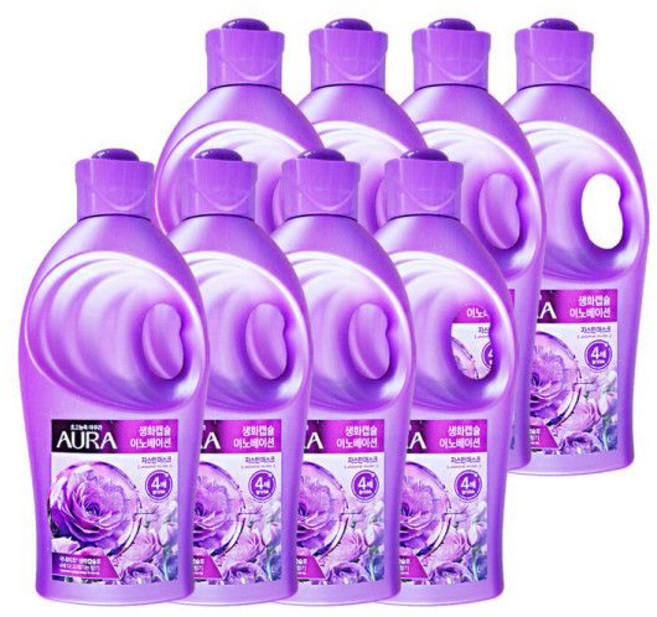 엘지 샤프란 아우라 초고농축 생화캡슐 이노베이션 섬유유연제 자스민머스크 1L 8개 빨래