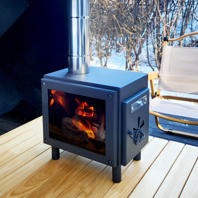 Camp365 口袋型鋼製柴火爐, 黑色, 1個