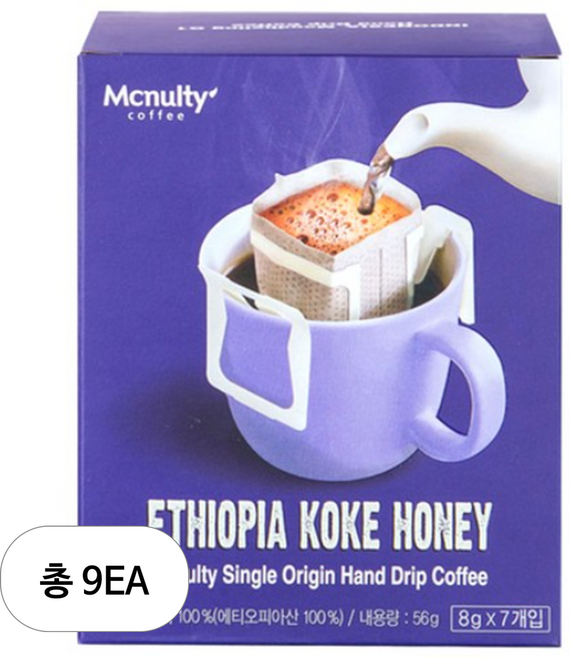 맥널티커피 에티오피아 코케 허니 핸드드립 원두, 8g, 7개입, 9개
