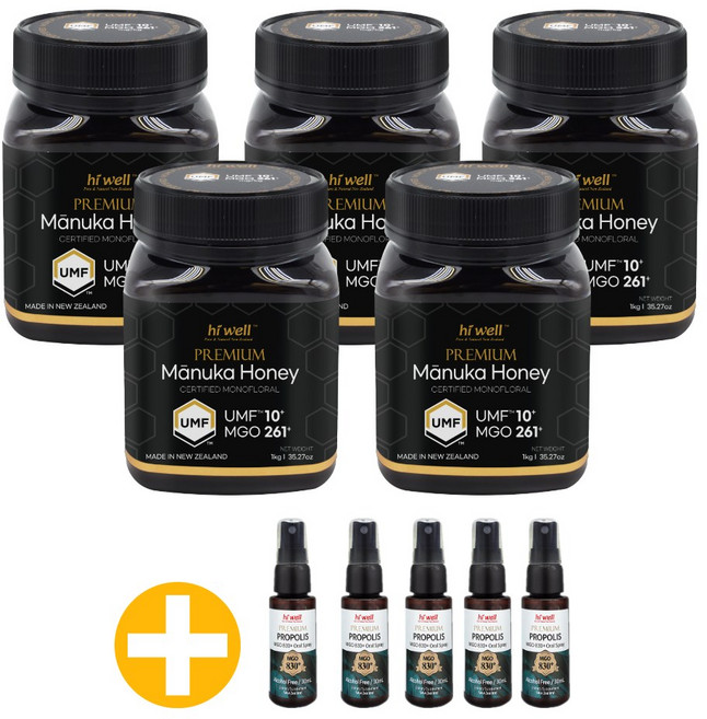 하이웰 프리미엄 마누카 꿀 허니 UMF10 1kg 5개 천연 뉴질랜드 마누카꿀