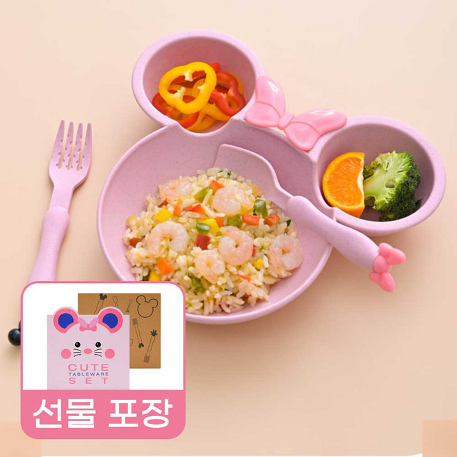 라르달 아기 식판 귀여운 어린이집 유치원 생일선물 답례품 구디백, 핑크, 단품, 1개