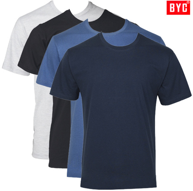 BYC개선된원단 유색칼라 반팔라운드 면티셔츠3매 BOT8159