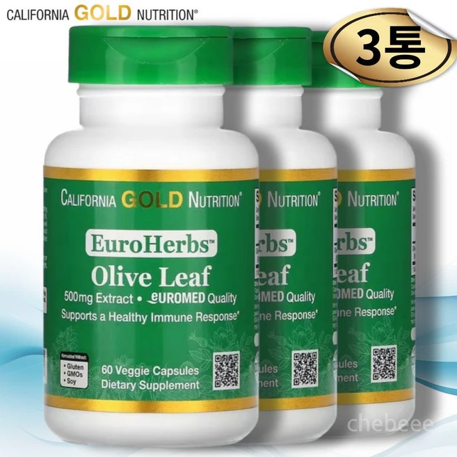 CGN 올리브잎 추출물 500mg 60캡슐3병 Olive Leaf, 60정 - 쿠팡