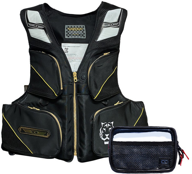 2025년형 / BM 베이직 프로팅 베스트 / 낚시용 구명 조끼 / 다양한 수납 공간 / 확실하고 안전한 부력 / 튼튼한 지퍼 채용 / 야간 대응 가슴 반사판 / 구조 휘슬 제공, BM 블랙