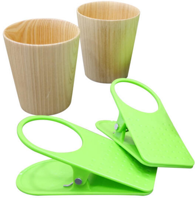 BUCK703 캠핑 테이블 컵홀더 2P+우드 캠핑컵 2P 4P세트 테이블 집게컵홀더 캠핑의자 캠핑용품 바베큐그릴, 컵홀더2P+우드컵2P세트(랜덤), 컵홀더2P+우드컵2P세트(랜덤), 1개