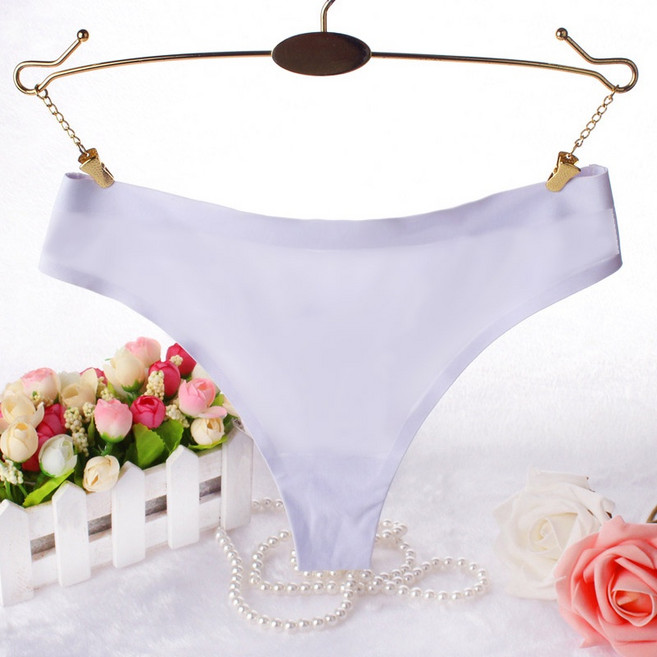 冰絲無痕丁字褲 低腰性感女內褲, 白色,M號
