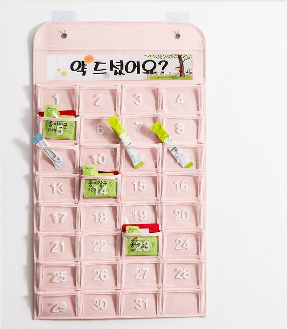 메디코 약달력 (프리미엄) 용돈달력 40x70cm 한땀한땀 국내 핸드메이드, 1개, 핑크