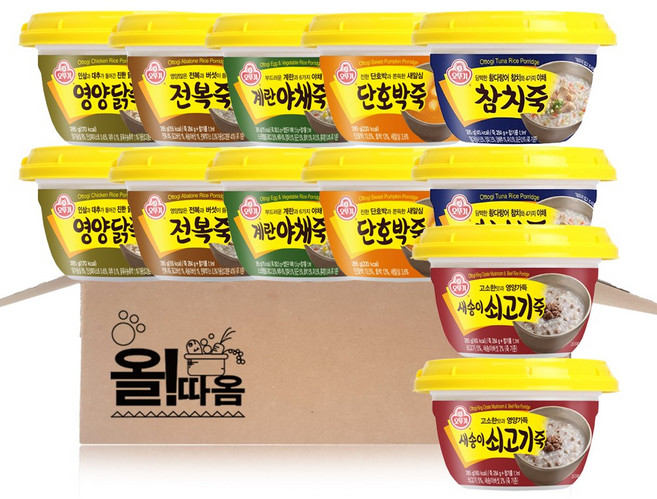 오뚜기 용기죽 6종 기획세트 (쇠고기2+닭2+단호박2+전복2+계란2+참치2), 285g, 1세트
